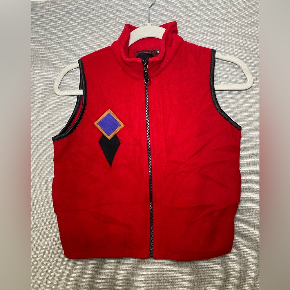 Vintage Fleece Aztec Geometric Retro Full Zip Vest Kids Size S Moxie Horses
